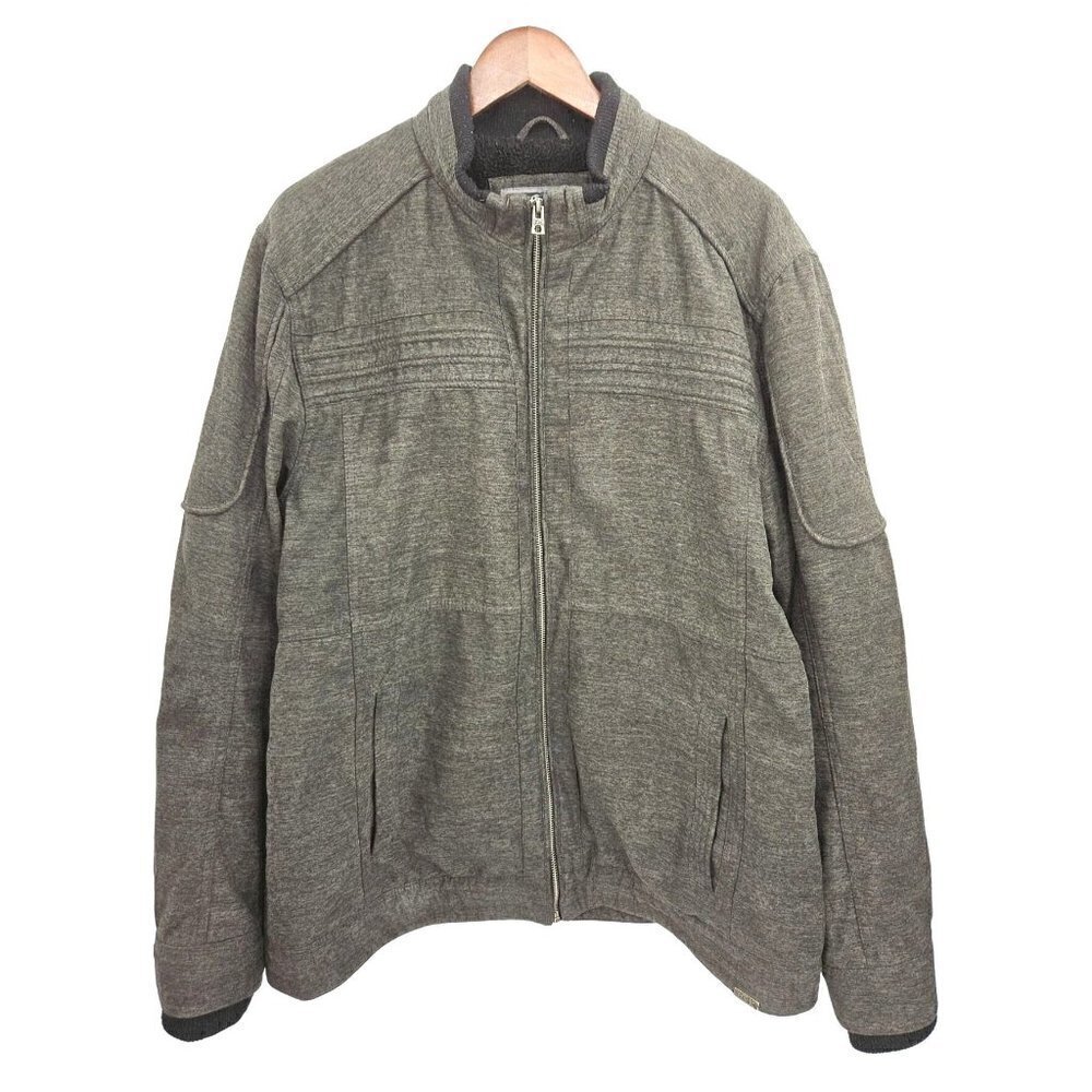 Buckle Black Mens XL Coat Bomber Zip Up Grey Space Dye Pockets Sherpa Lined Logo